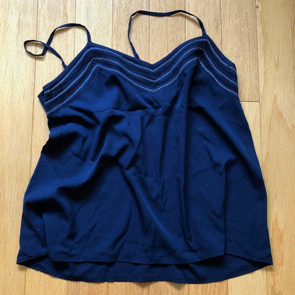 Anthropologie silky top camisole navy blue tank